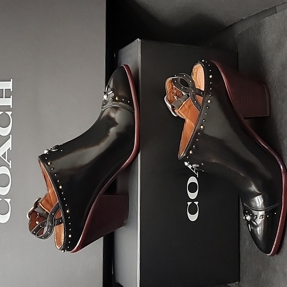 Coach Shoes - NWOT Coach Western Mule w/ Prairie Rivets and block heel (G1981) NWOT/Box